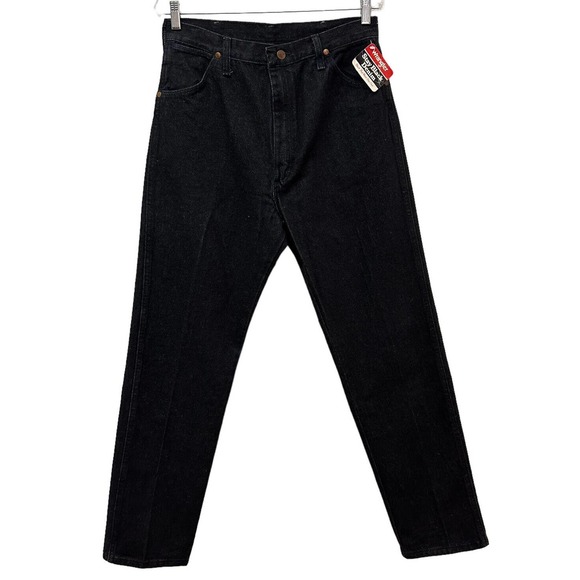 Vintage WRANGLER‎ Western Cowgirl Rodeo High Rise Black Denim Jeans 30 x 32 NOS - Picture 1 of 9